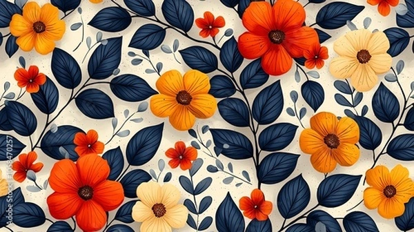 Obraz Vibrant floral pattern on light background