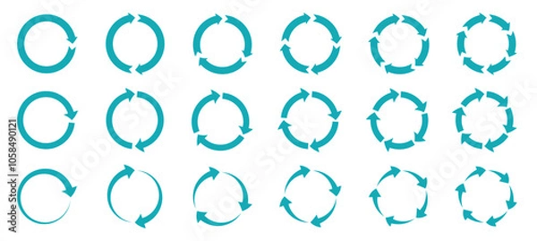 Fototapeta Circle arrow icon set. Circle of arrows. Recycle, repeat, refresh icon vector illustration.