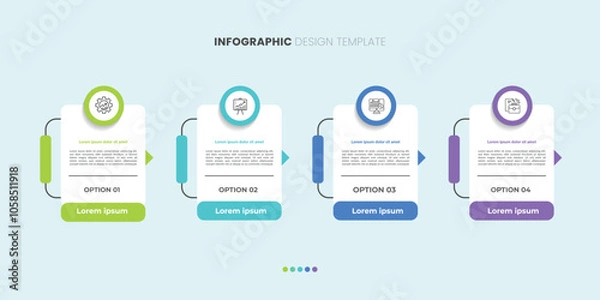 Fototapeta Infographic 4 Step timeline journey, calendar Flat simple infographics design template. presentation graph