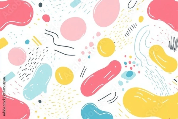 Obraz Colorful abstract pattern with geometric shapes for playful cartoon-style design background
