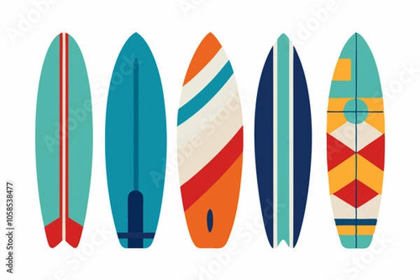 Obraz surfboard element collection white background