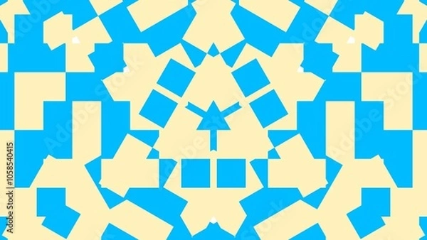 Fototapeta abstract geometric pattern in yellow and blue, with a symmetrical design.