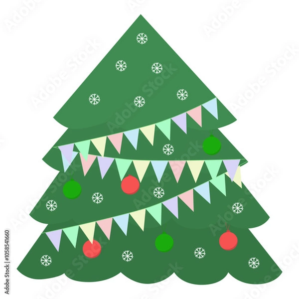 Obraz elegant Christmas tree on a white background