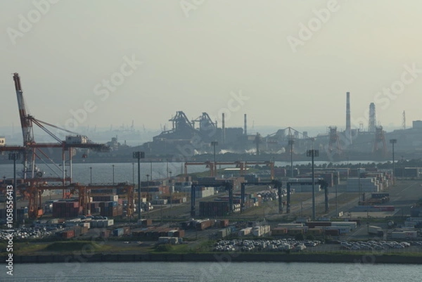 Fototapeta 川崎湾岸の京浜工業地帯の様子