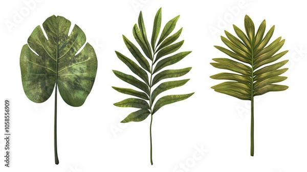Fototapeta Collection of Green Leaves Isolated on a Transparent Background Generative AI
