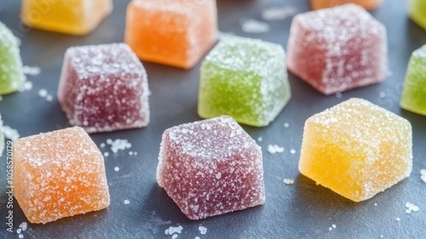 Obraz Colorful Sugary Jellies on a Black Background