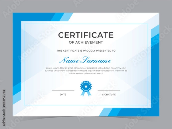 Fototapeta Modern Certificate Template Vector Design. Achivement certificate or diploma design
