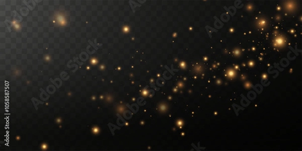 Obraz The dust sparks and golden stars shine with special light. Vector sparkles on a transparent background. Christmas light effect. Sparkling magical dust particles.	