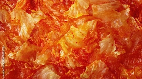 Fototapeta Seamless background of healthy fermented kimchi, highlighting vibrant colors and textures. The healthy kimchi serves as an ideal element for various design projects with ample copy space.