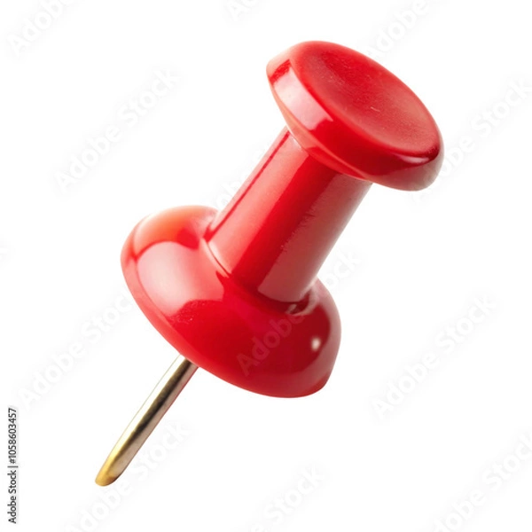 Fototapeta Red Pushpin Isolated on White Background