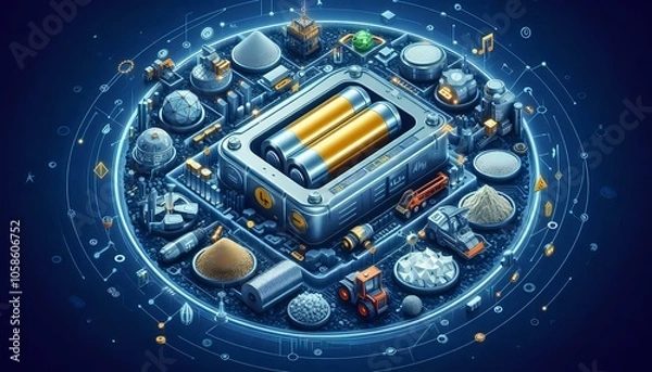 Obraz Lithium Battery and Scientific Elements
