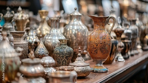 Fototapeta Auction intermission with refreshments antiques architecture and more