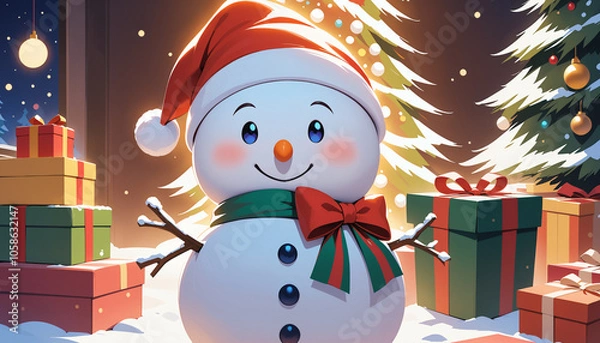 Obraz snowman with gifts