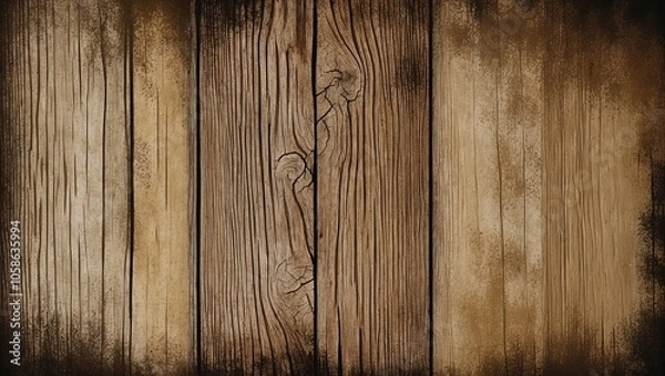 Fototapeta Noisy texture inspired by old wood with deep grain, subtle fading, and aged discoloration for a rustic, natural look. Created with generative AI technology
