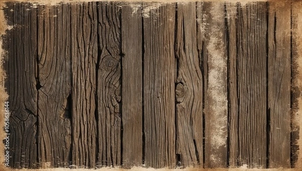 Fototapeta Noisy texture inspired by old wood with deep grain, subtle fading, and aged discoloration for a rustic, natural look. Created with generative AI technology