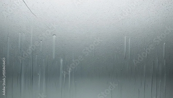 Fototapeta Noisy texture inspired by rain-streaked glass, soft gray speckles and faint linear streaks. Created with generative AI technology