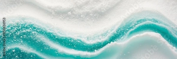 Fototapeta Noisy texture inspired by sea foam, white and turquoise speckles with soft gradient blending. Created with generative AI technology