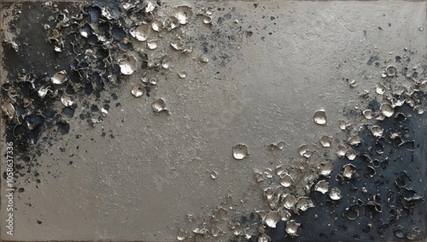 Fototapeta Noisy texture inspired by tarnished silver, dark speckles and shiny spots. Created with generative AI technology