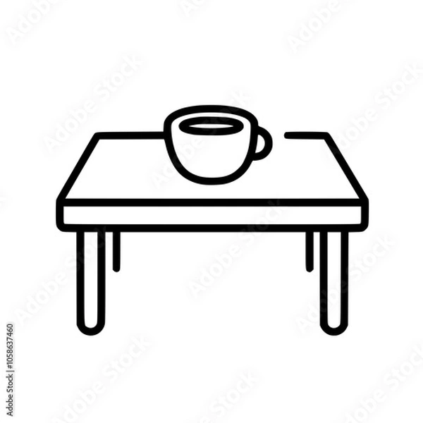 Fototapeta Table icon with a coffee cup, ideal for workspace or kitchen themes
