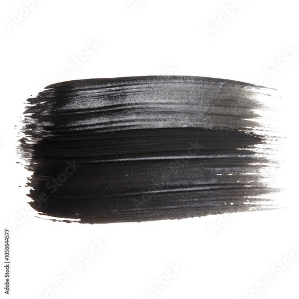 Obraz Black Watercolor Brush Stroke on Transparent Background