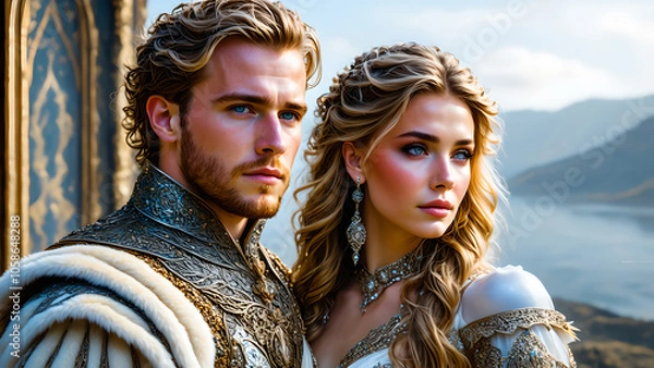 Obraz portrait of a royal vikingb couple