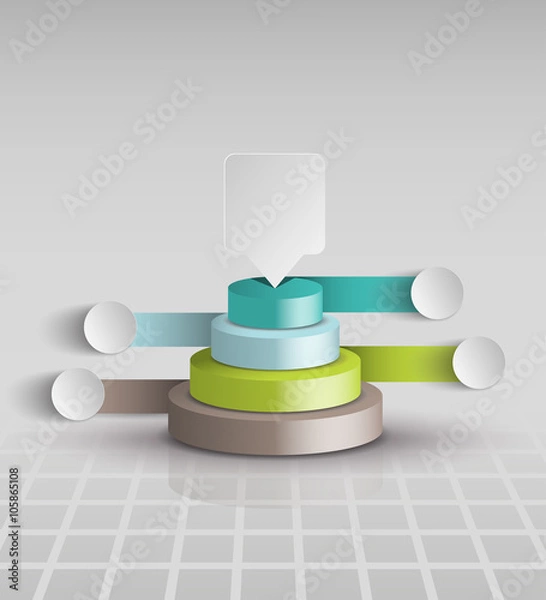 Fototapeta Pyramid layers of paper style template business infographic