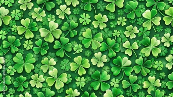 Obraz seamless St. Patrick background tile with shamrock panoramic