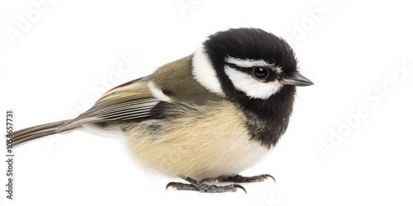 Fototapeta Tit bird isolated on white, ideal for bird identification or natural history.