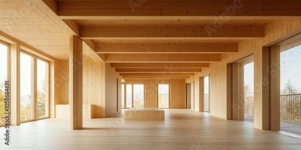 Fototapeta Mass timber construction site in Europe showcasing sustainable architecture methods.