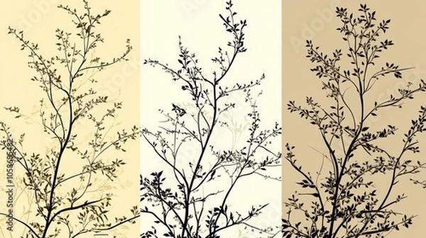 Obraz Majestic trees, a captivating display of nature's diverse beauty showcasing three unique tree types in their natural habitat