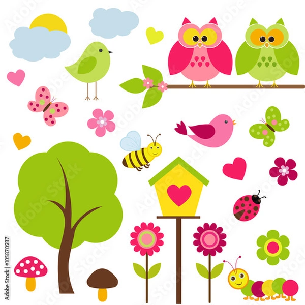 Fototapeta Vector set of spring theme.
