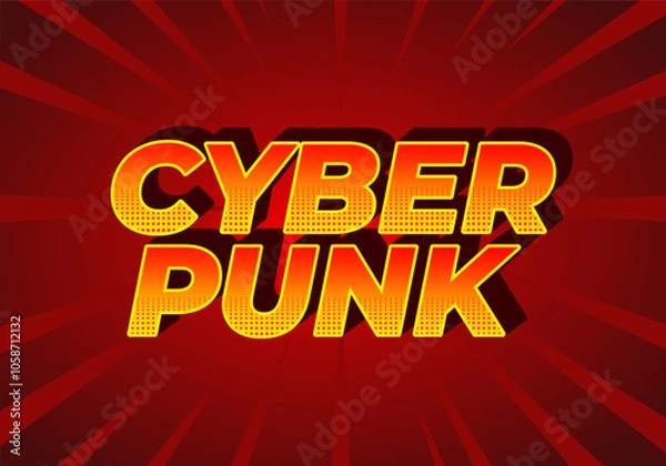 Fototapeta Cyber punk. Text effect in bold fonts with 3D style
