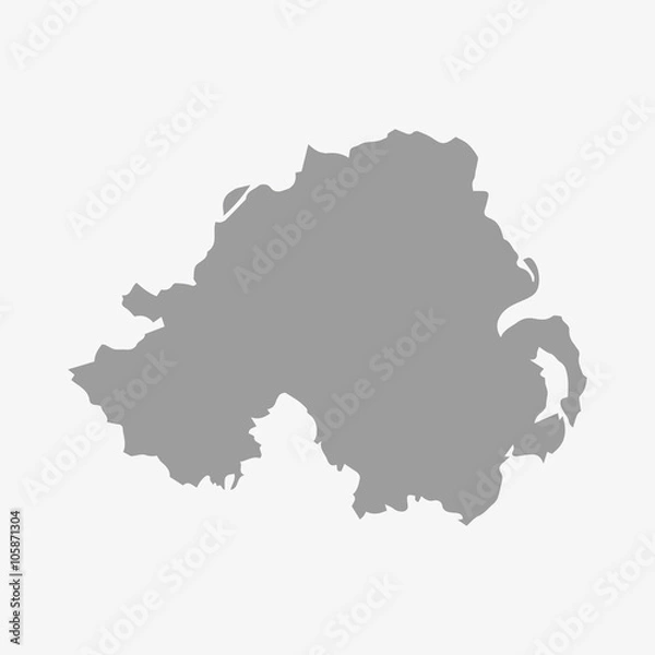 Fototapeta Northern Ireland map in gray on a white background
