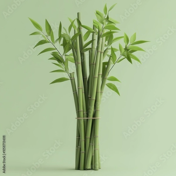 Obraz Verdant Bamboo Stems - Minimalist Green Nature Backdrop