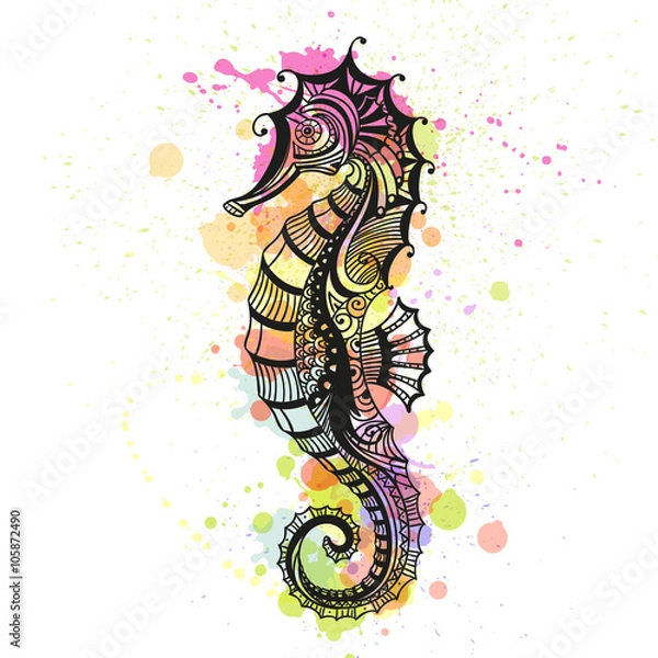 Fototapeta Vector Illustration of an Abstract Ornamental Sea Horse
