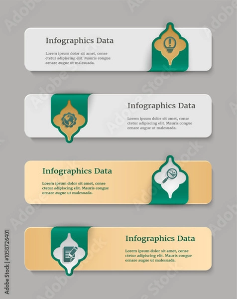 Obraz Sticker set with vertical clips; islamic style stickers