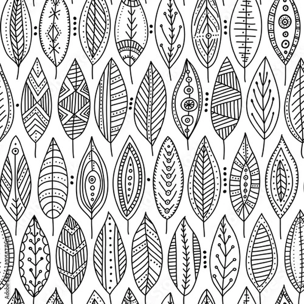 Obraz Vector seamless pattern with ornamental leaves