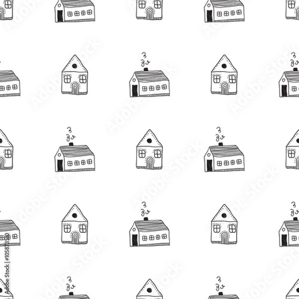 Fototapeta Houses seamless pattern