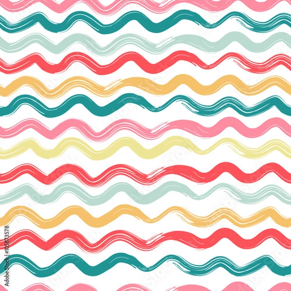 Fototapeta Wavy, striped seamless pattern