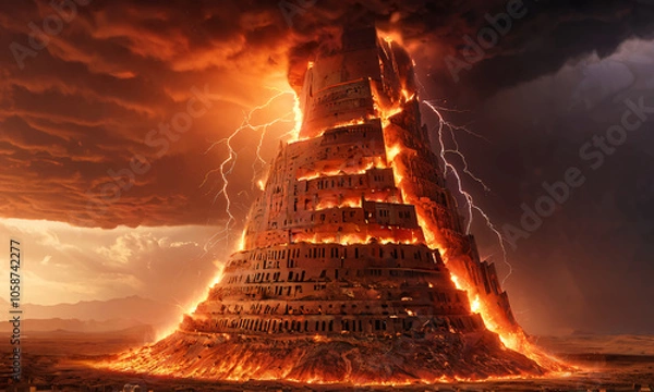 Fototapeta Judgement Day. Tower of Babel from the Book of Genesis.
