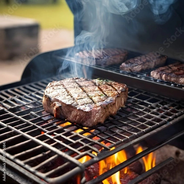 Obraz Searing the Flavor: A Dramatic Grilled Steak Experience