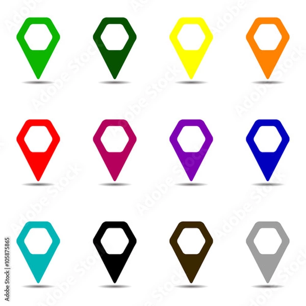 Fototapeta rounded hexagon map pointers