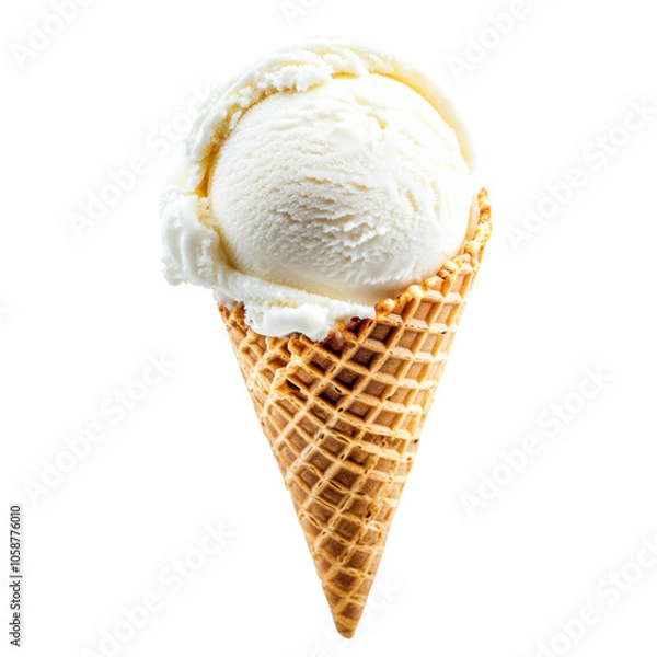 Fototapeta Delicious Vanilla Ice Cream in a Waffle Cone: A Perfect Summer Delight