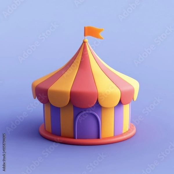 Fototapeta Colorful and Whimsical Circus Tent on a Blue Background