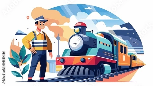 Obraz Locomotive Engineers operate powerful locomotives, safely guiding trains across vast distances.