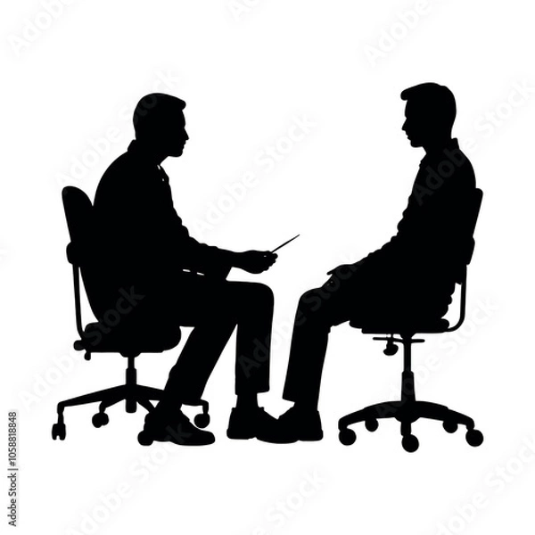 Obraz a patient and doctor are discuss sitting on the chair and doing health treatment vector silhouette