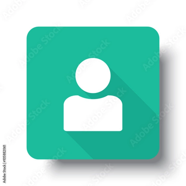 Fototapeta Flat white Profile web icon on green button with drop shadow