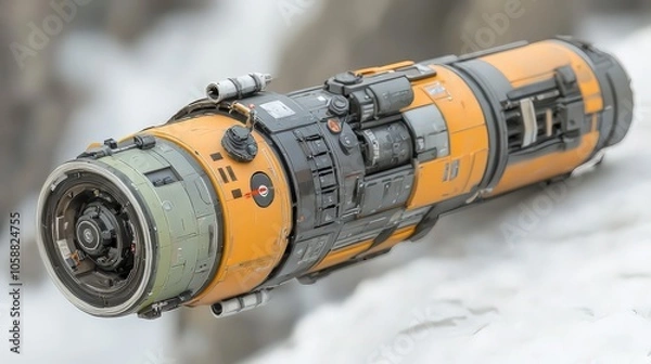 Fototapeta Futuristic Spaceship Design  Sci Fi Concept  Spacecraft  Orange  Black  Grey   3D Render