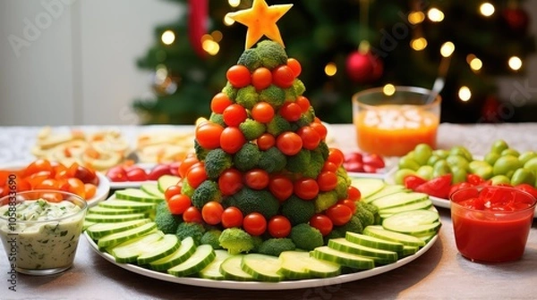 Obraz dipping vegetable christmas tree