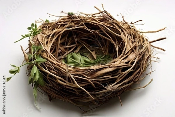 Fototapeta  empty bird nest woven bird nest made of twigs and leaves